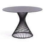 Стол Бертоя/Bertoia (мод.GT21) металл/стекло 8мм, черный, 110х110х75см.