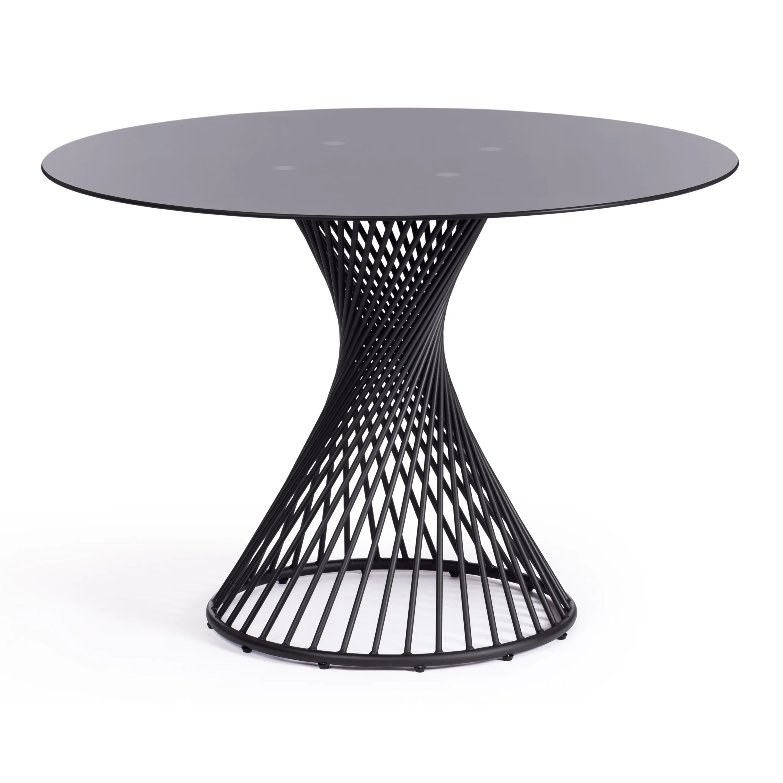 1 (1) Стол Бертоя/Bertoia (мод.GT21) металл/стекло 8мм, черный, 110х110х75см. — изображение 1