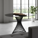 Стол Бертоя/Bertoia (мод.GT21) металл/стекло 8мм, черный, 110х110х75см. — изображение 2